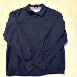 Men’s Farah 100% Cane Organic Cotton Harrington Style Zip Up Jacket Size Large
